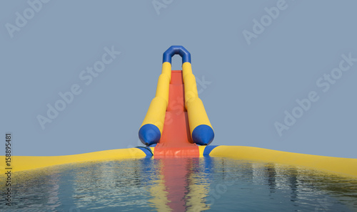 inflatable slides into the water