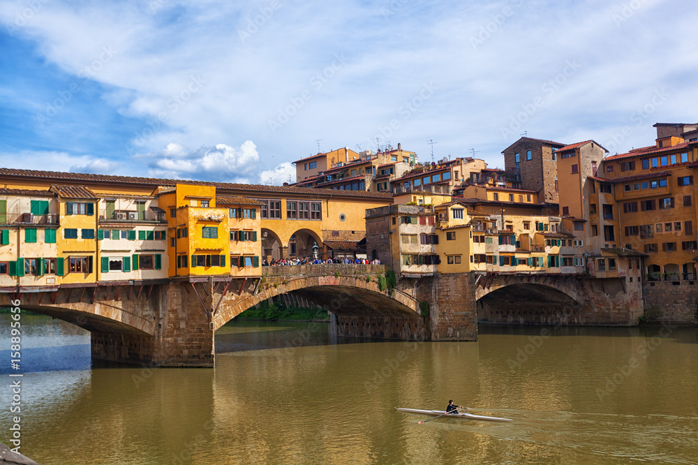 View of Gold (Ponte Vecchio) Bridge in Florence, Italy
