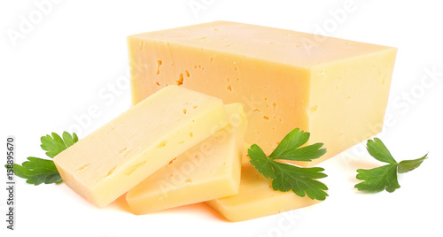 piece of cheese isolated on white background