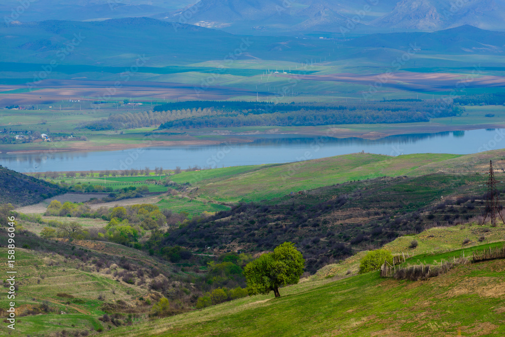 Amazing view Aghstev reservoir, on Armenian-Azerbaijan state border