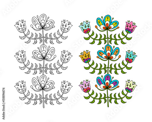 Scandinavian folk style flowers for your design