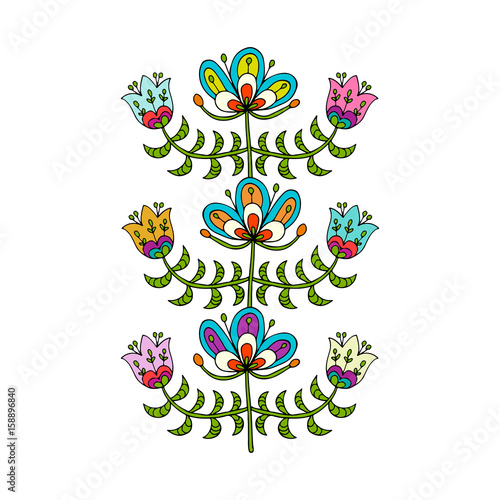 Scandinavian folk style flowers for your design