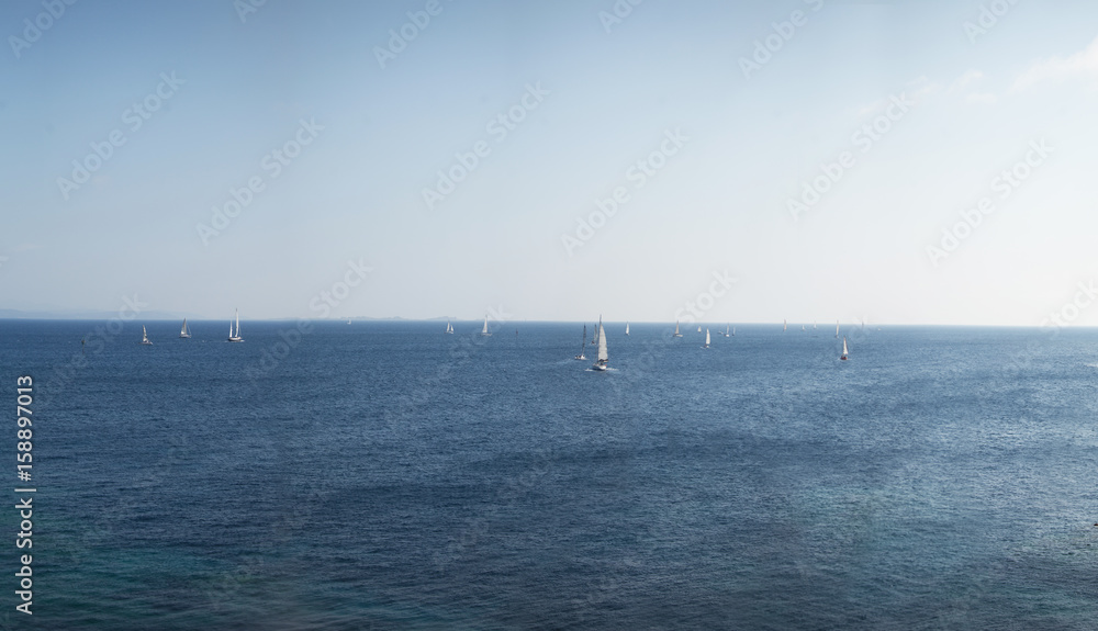 Sea panorama with sailboats, Sardinia, Santa Teresa Gallura