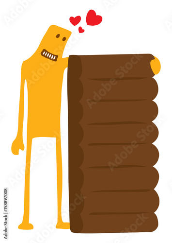 Funny character in love with chocolate