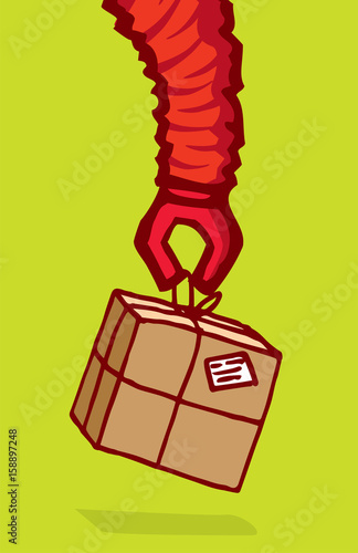Robot arm delivering a package