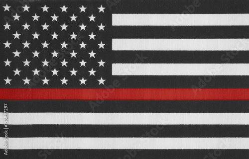 United States of America thin red line flag