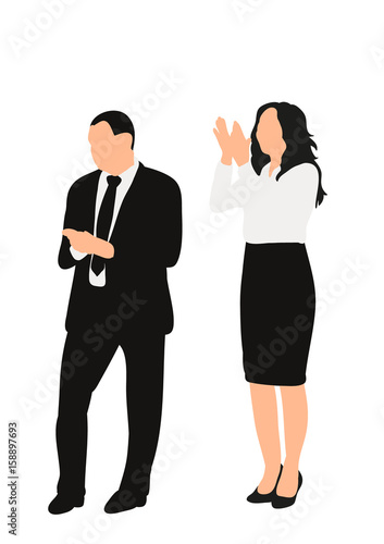 Vector, silhouette man and woman applauding