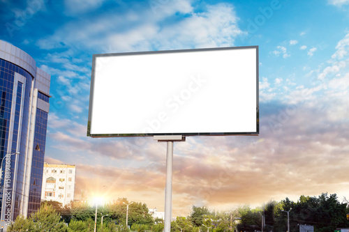 Billboard canvas mock up in city background beautiful sunshine