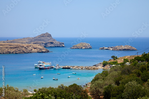 Fototapeta Naklejka Na Ścianę i Meble -  Greece trip in summer, beautiful bay near Lindos city of Rhodes island