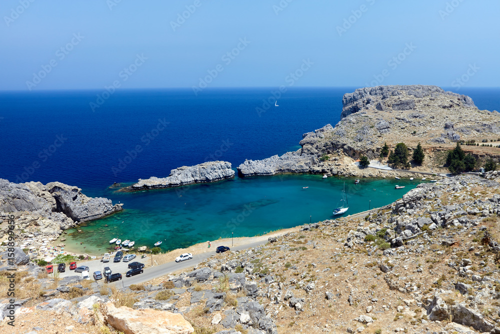 Beautiful St. Paul's bay near the town of Lindos, Rhodes, Greece
