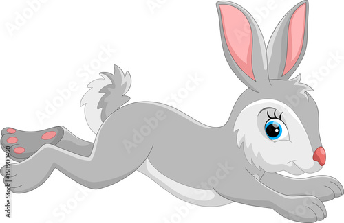 Cute cartoon rabbit running