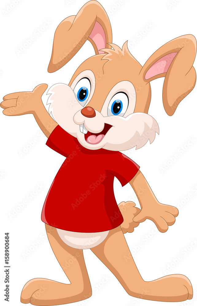Cute rabbit raised his hand Cute rabbit raised his hand