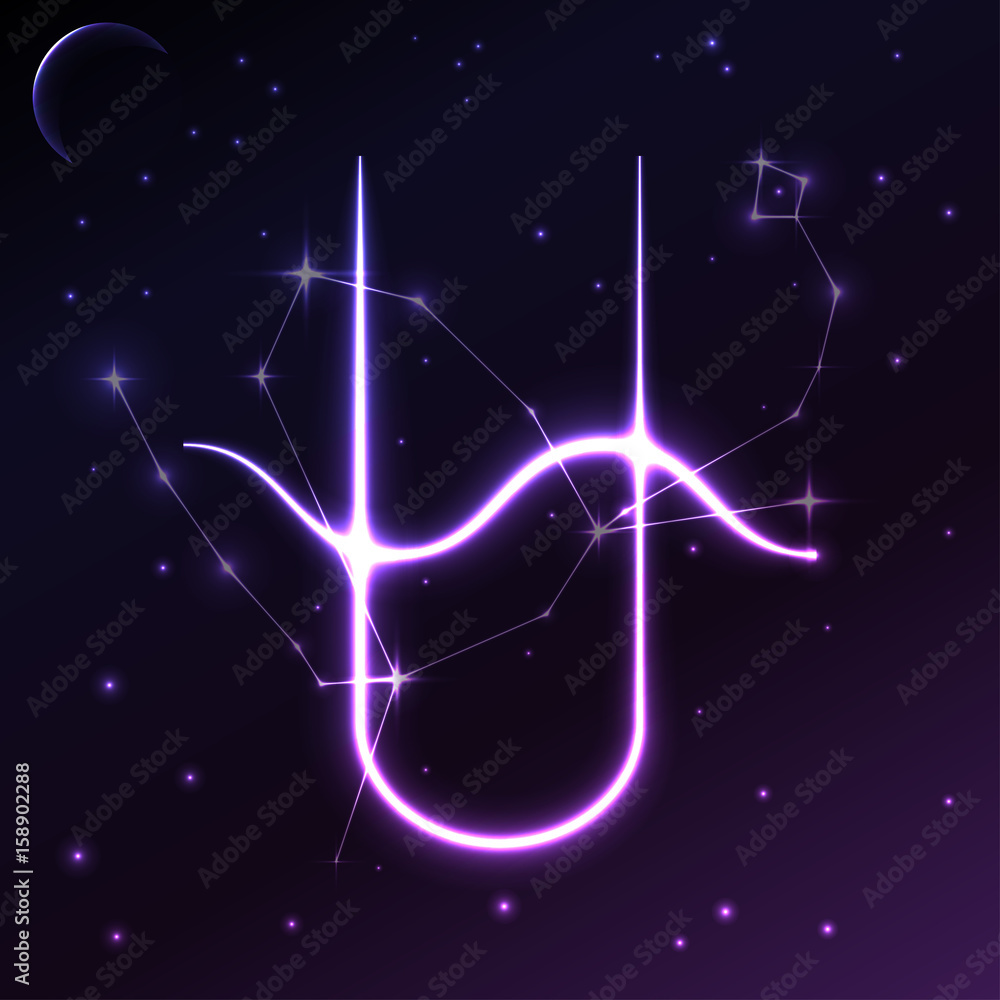 Obraz premium Space symbol of Ophiuchus of zodiac and horoscope concept, vector art and illustration.