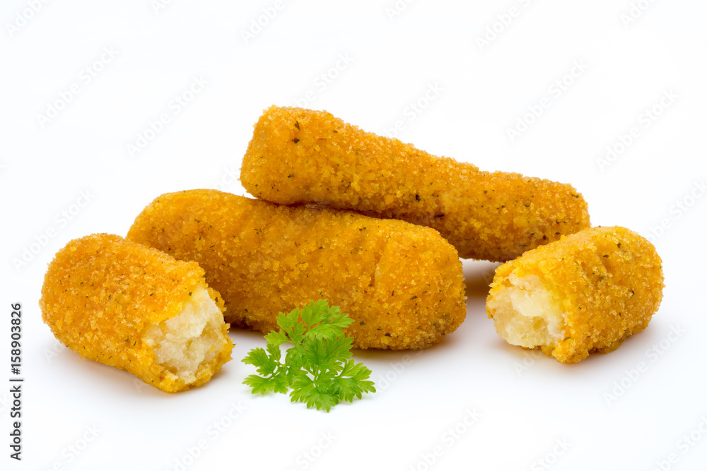 Fish fingers on the white background. Fish fingers on the white background.