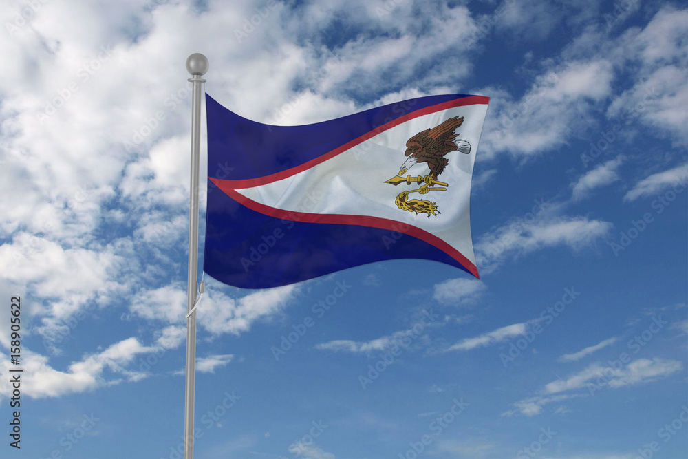 American Samoa flag waving in the sky