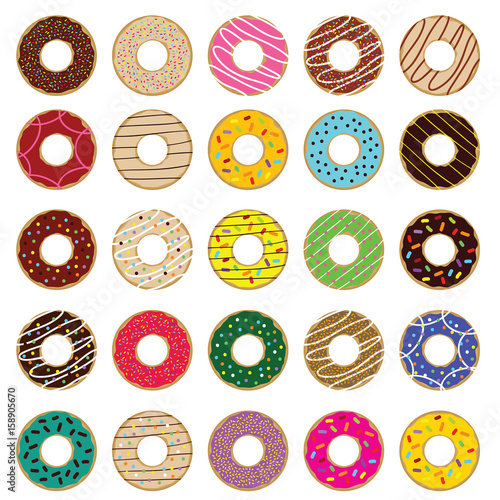 donuts fresh and sweet set illustration