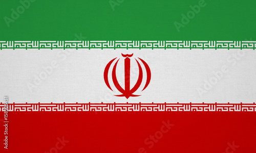 Iran flag with fabric texture