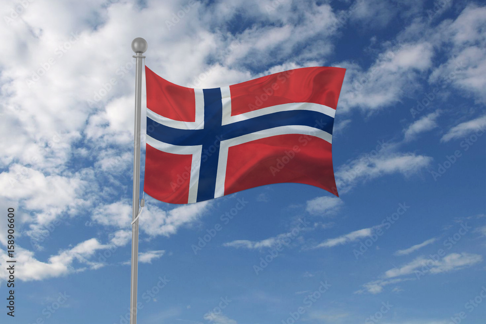 Norway flag waving in the sky Norway flag waving in the sky