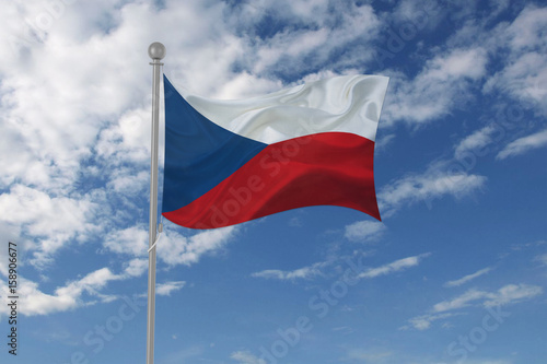 Czech Republic flag waving in the sky