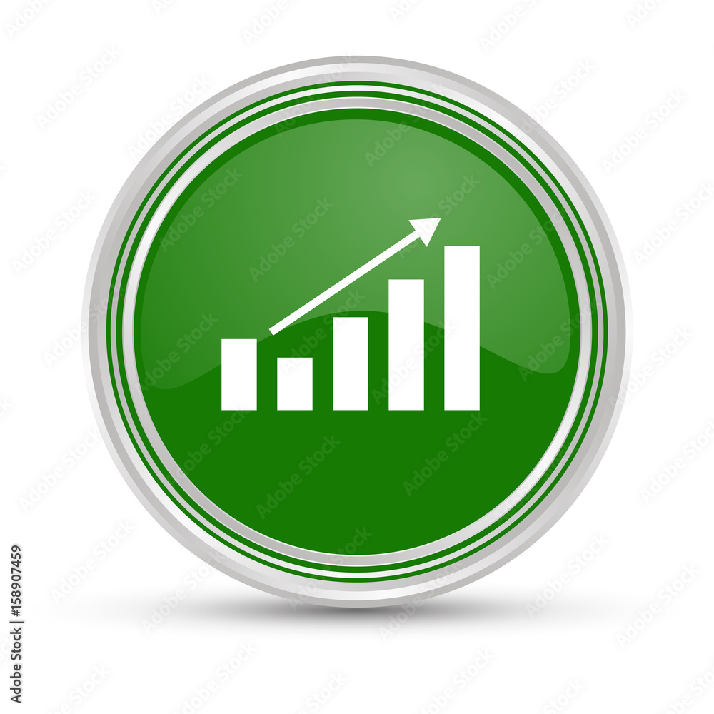 Grüner Button - steigendes Balkendiagramm - Statistik Grüner Button - steigendes Balkendiagramm - Statistik