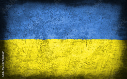 Ukraine flag with grunge metal texture © Onur