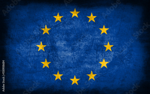European Union flag with grunge metal texture © Onur