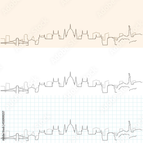 Photography Budapest Hand Drawn Skyline