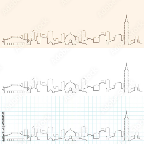 Taipei Hand Drawn Skyline