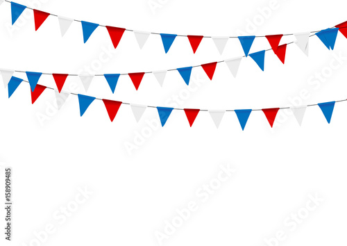 Russian flag festive bunting against. Party background with flag photo