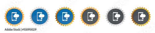 Smartphone mit Wolke herunterladen - Gezacktes Button-Set