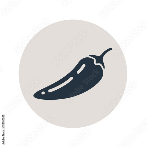 Icono plano chile picante en circulo gris