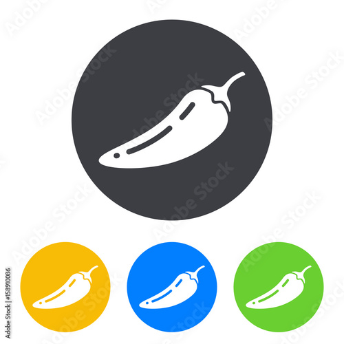 Icono plano chile picante en circulo varios colores