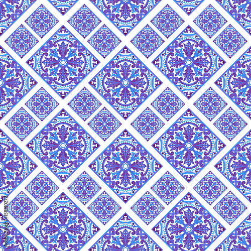 Portuguese azulejo tiles. Blue and white gorgeous seamless patterns. For scrapbooking, wallpaper, cases for smartphones, web background, print, surface texture, pillows, towels, linens bags T-shirts