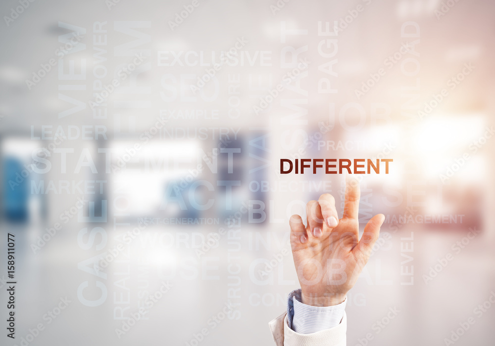 Concept of modern business with palm choocing on of keywords for Concept of modern business with palm choocing on of keywords for