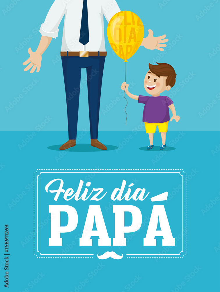 Happy Father’s day card. Message in Spanish: Feliz día papá. Happy Father’s day card. Message in Spanish: Feliz día papá.