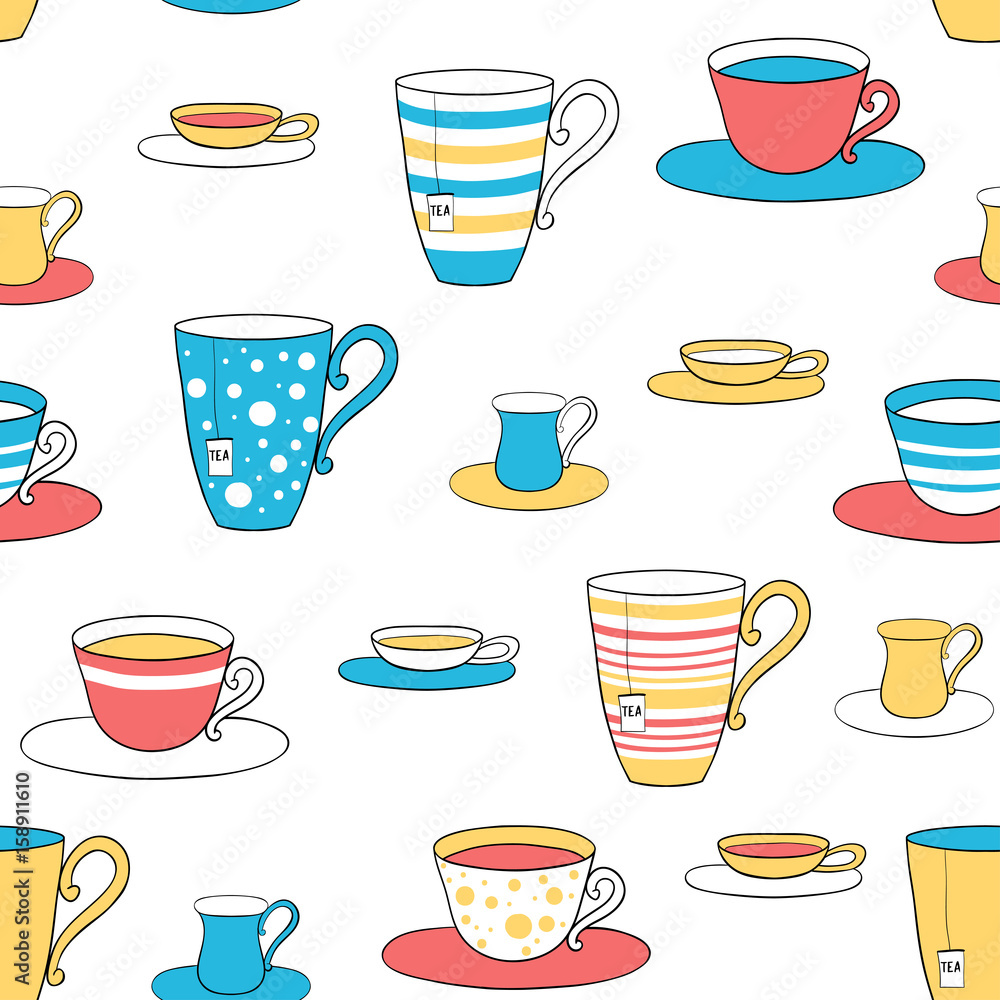 Seamless pattern of tea cups Seamless pattern of tea cups