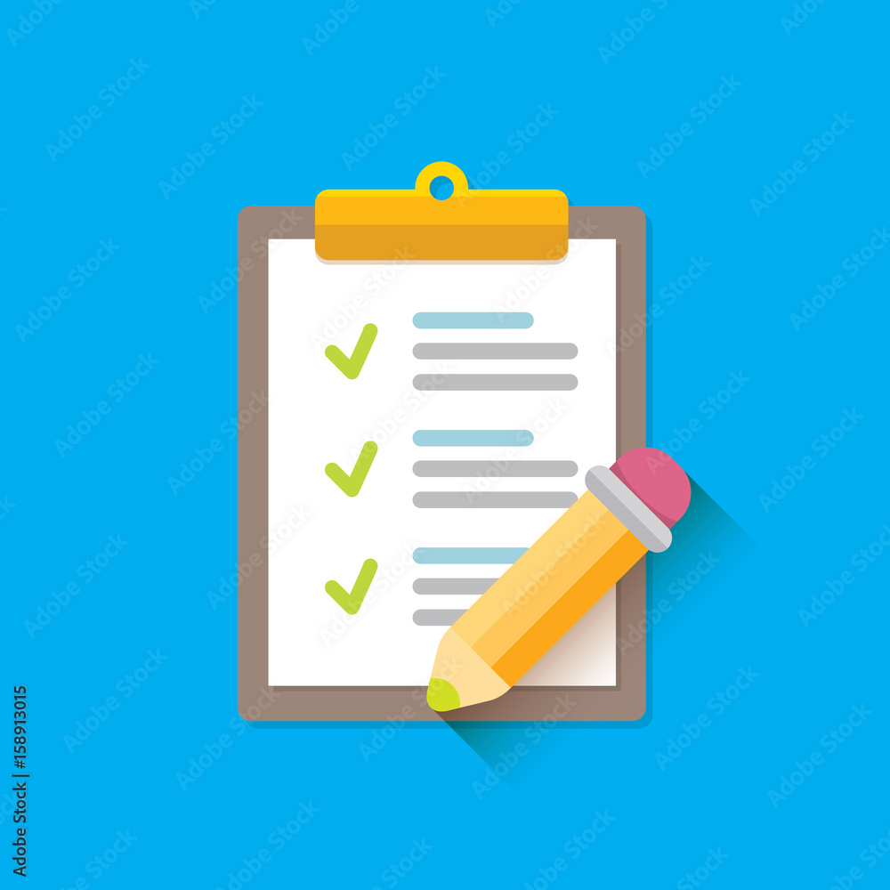 vector Clipboard icon with checkmarks and pencil vector Clipboard icon with checkmarks and pencil