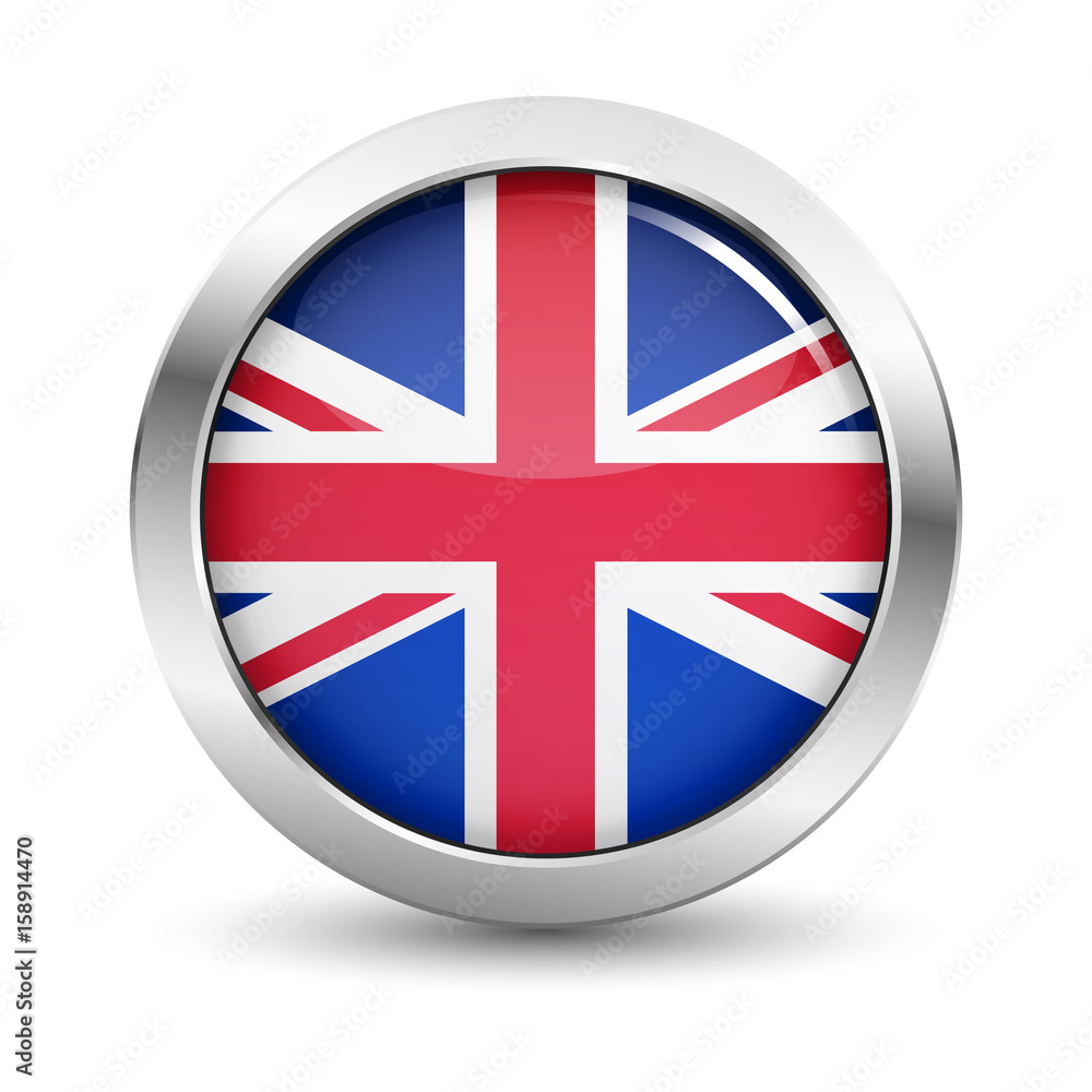 Obraz premium UK Flag Icon Badge Vector Button