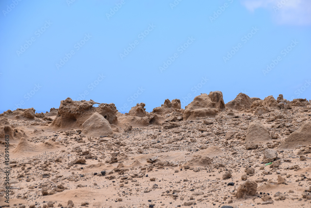 Erosion and shapes in the sandy landscape at Ponta Da Canaveira, Porto Santo, Maderia 