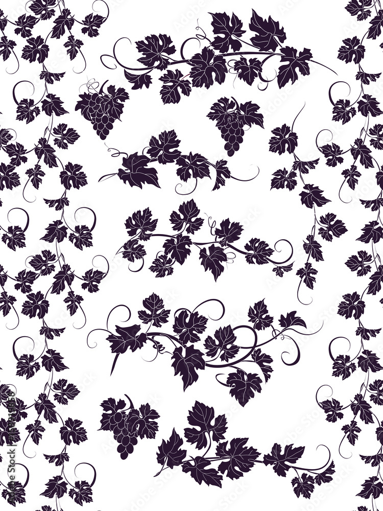 Seamless ornament and design elements with grapevines Seamless ornament and design elements with grapevines