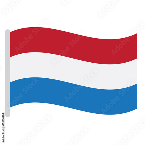 Isolated Dutch flag on a white background  Vector illustration
