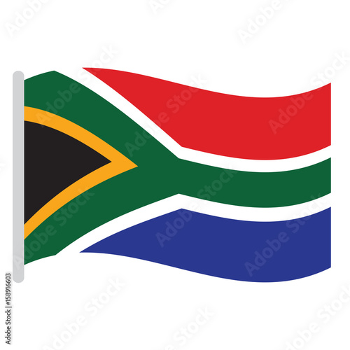 Isolated South African flag on a white background, Vector illustration