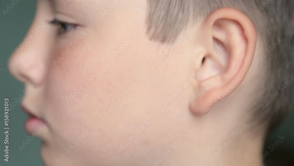 Left side of a child's face, ear, cheek,full hd video Left side of a child's face, ear, cheek,full hd video