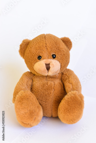Brown Toy teddy bear, Isolated over white background