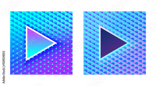 Stylish glamor play buttons on a brilliant blue pink background
