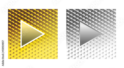 Stylish glamor play buttons on a brilliant gold and silver background