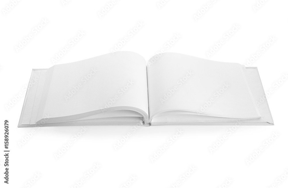Blank pages of opened book on white background Blank pages of opened book on white background