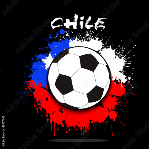 Banner the inscription Chile and ball hang on the ropes