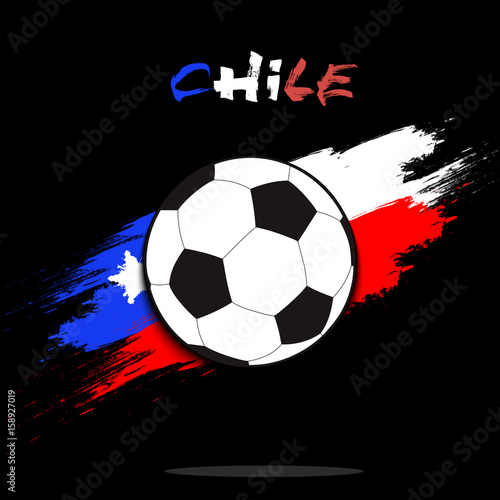Banner the inscription Chile and ball hang on the ropes