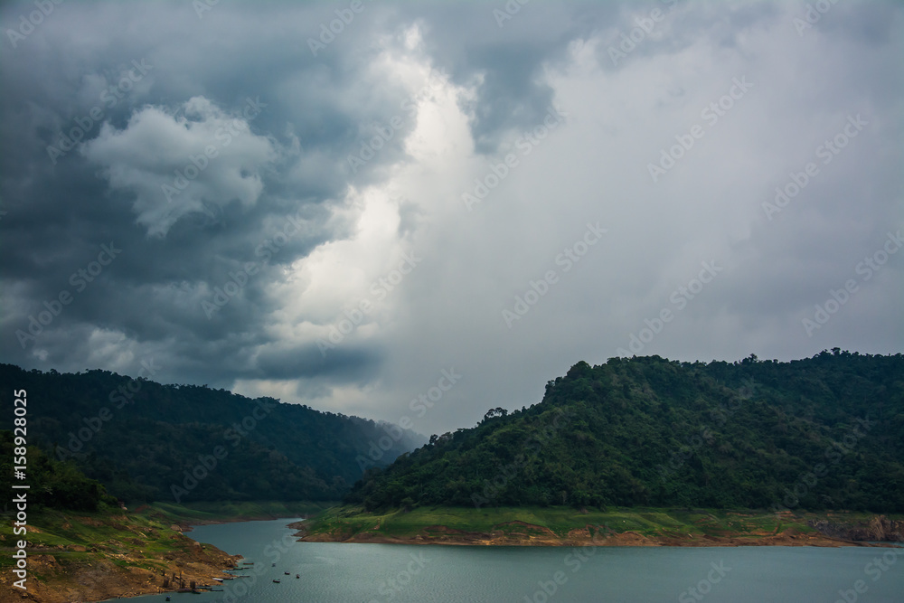 the landscape of  Rain clouds with Mountain